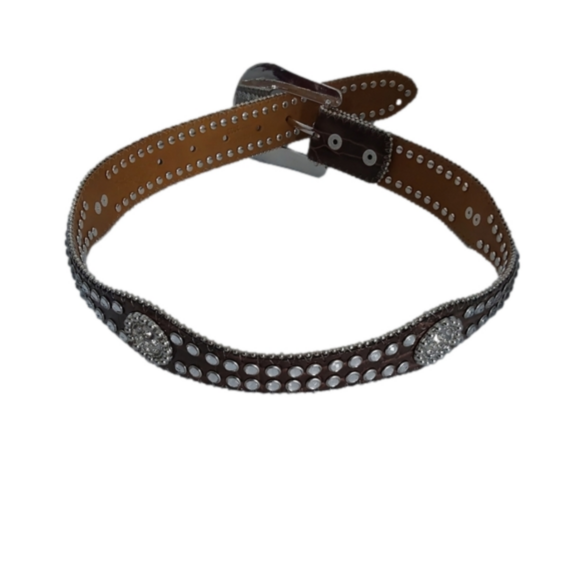 Nocona Rhinestone Leather Belt Size 24 - Picture 4 of 12